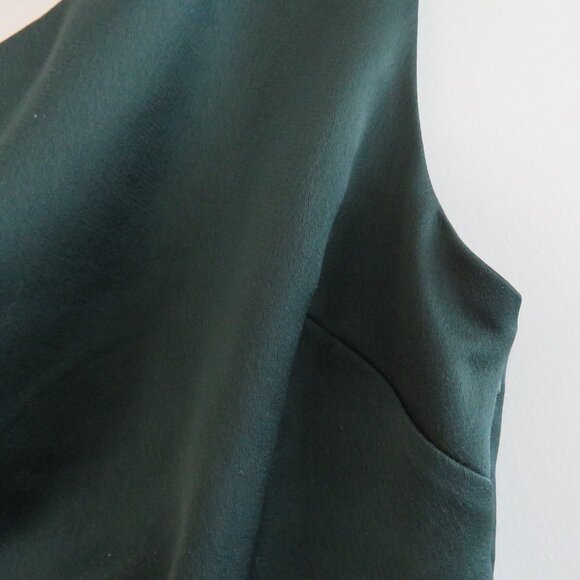 BHLDN Dylan One-Shoulder Satin Charmeuse Side-Slit Bridesmaid Gown Dark Emerald - Picture 8 of 16